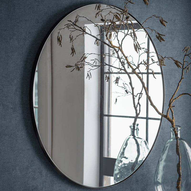 Cherington Round Wall Mirror, D100cm, Black