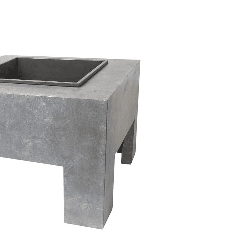 Outdoor square firebowl & square console, W40cm, Grey