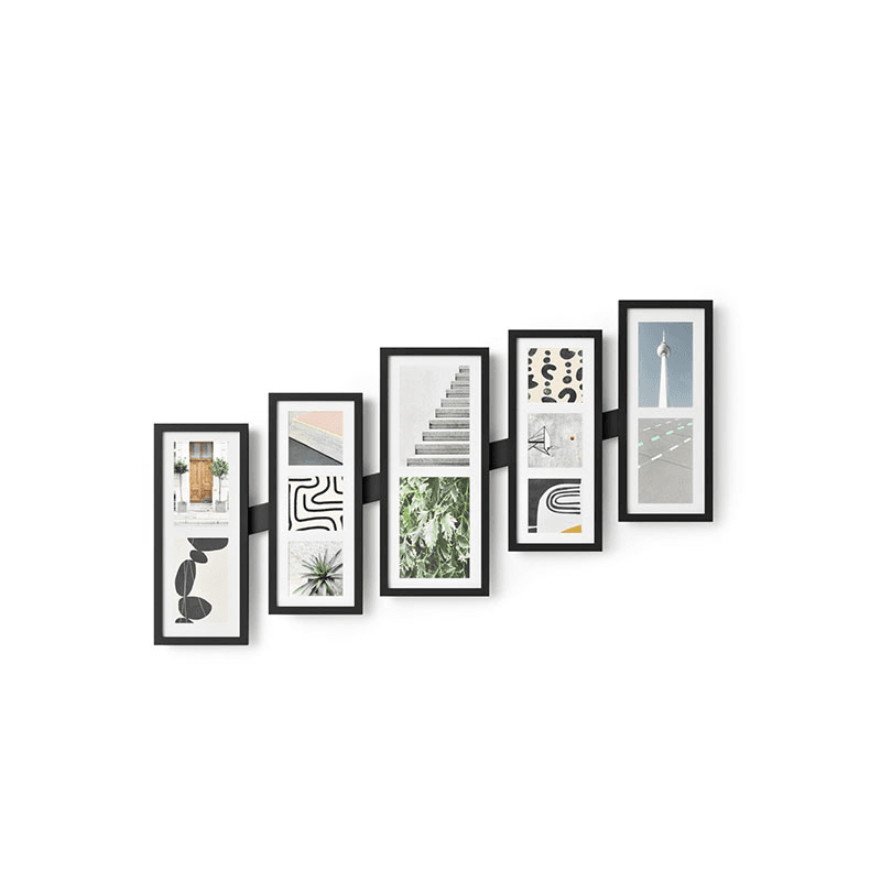 Shuffle Set of 5 Photo Frames, Black