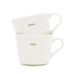 Image showing the Yours and Mine Mini Bucket Mug Set of 2, 280ml, White product.