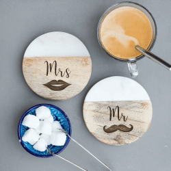 Image showing the Pair of "Mr and Mrs" Coasters product.