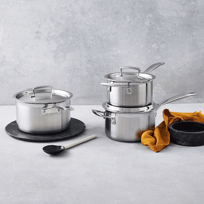 Classic 3-ply 3-Piece Saucepan Set, Stainless Steel