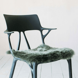 Image showing the Square Sheepskin Seat Pad, 37 x 37cm, Moss product.