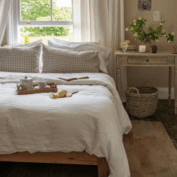 Image showing the Cotton Linen Mix Duvet Cover, Double, White product.