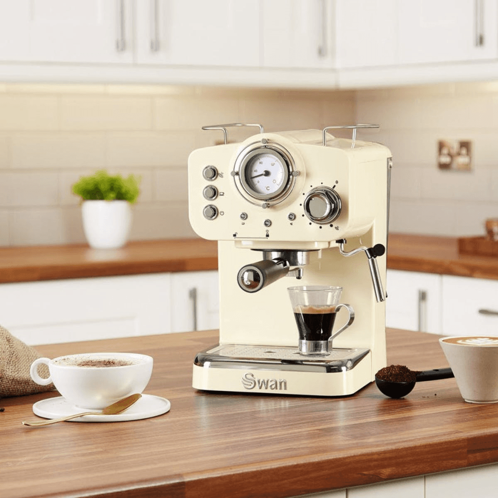 Retro Espresso Machine, Cream