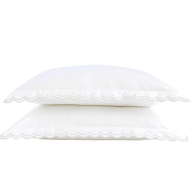 Scallop Edge Pair of Oxford Pillowcases, Silver