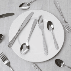 Image showing the Hammered 24 Piece Cutlery Set, Stainless Steel product.