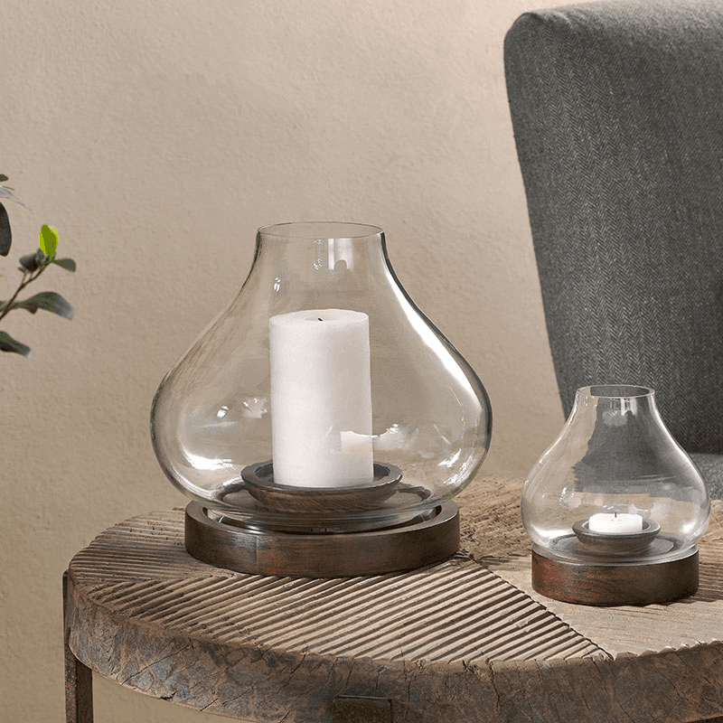 Naryla Mango Wood Lantern, H23cm, Dark Stain