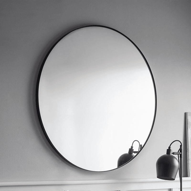 Cherington Round Wall Mirror, D80cm, Black
