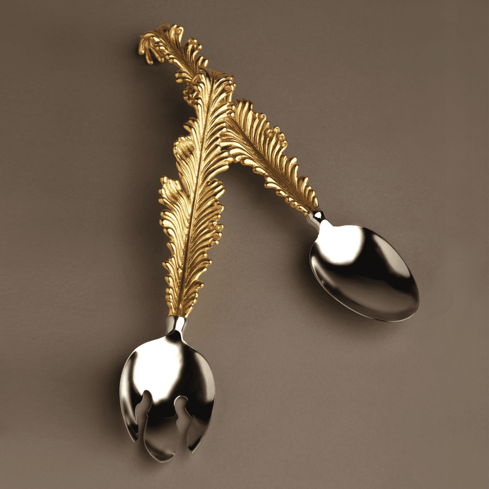 Lamina Serving set, 31cm, Stainless Steel And 24k Gold Leaf Accents