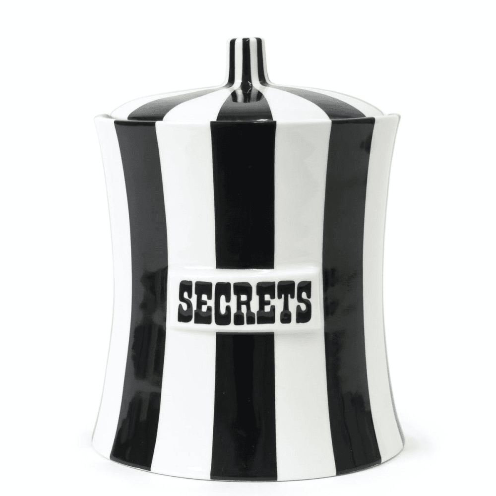 Vice - Secrets Canister, W16.5 x H19.6cm, Black/White