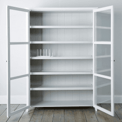Image showing the Glass display cabinet, H181 x W127 x L41cm, white product.