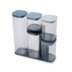 Image showing the Editions 5 piece podium storage jar set with stand, Sky Blue product.