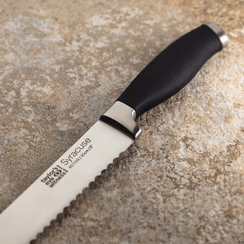 Syracuse Soft Grip Bread Knife, 20cm, Black