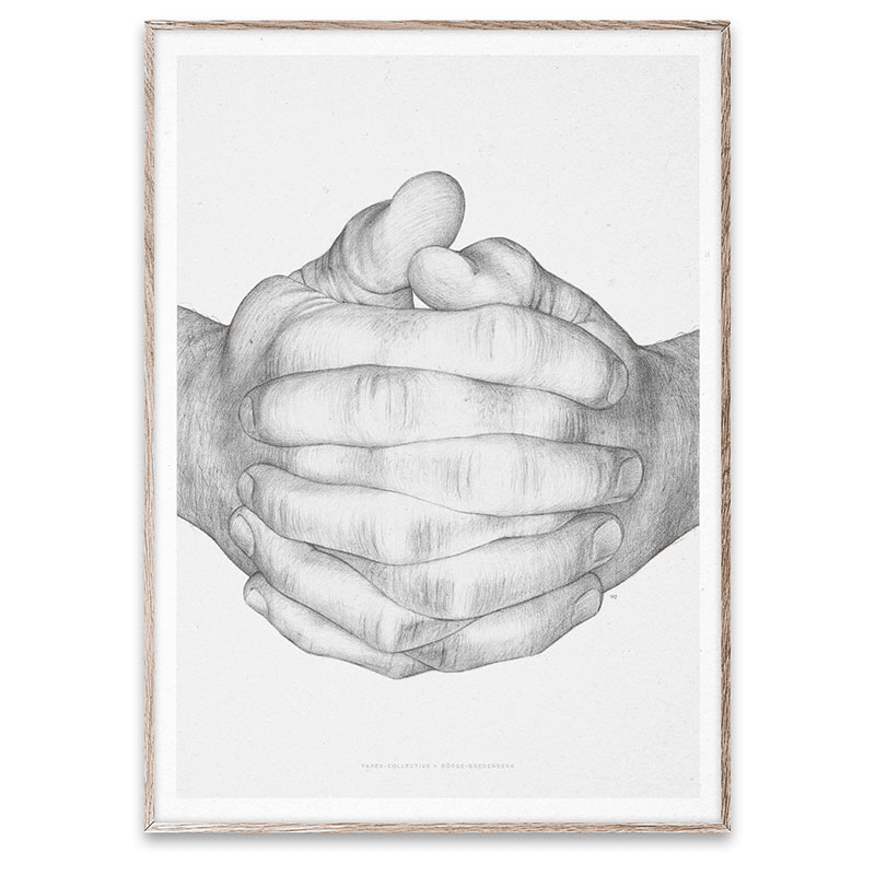 Folded Hands FSC Print, 50 x 70cm, Grey