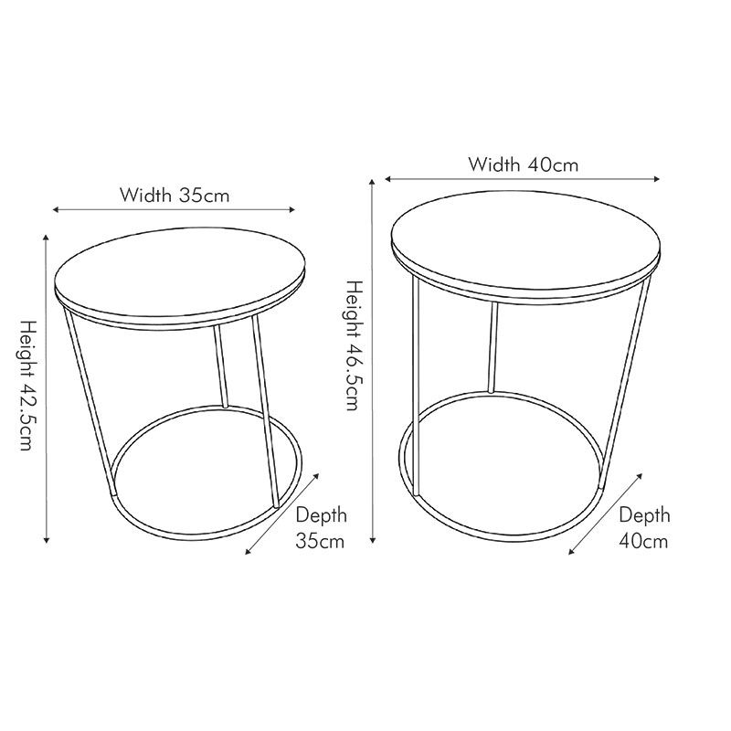 Milly Set of 2 Side Tables, Green Marble & Gold