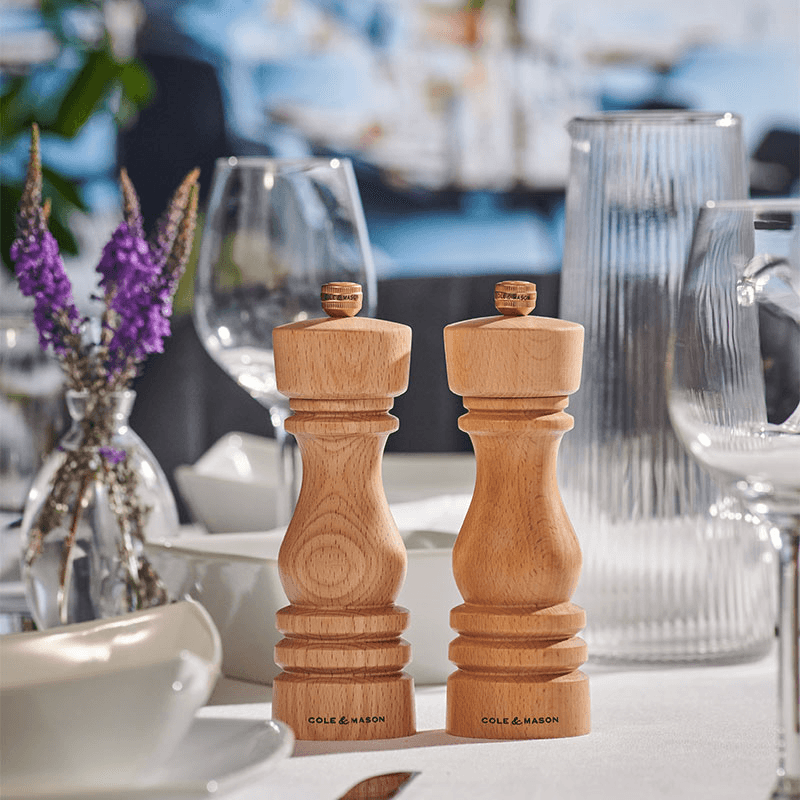 London Salt & Pepper Mills, 180mm, Natural Beech