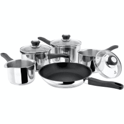 Image showing the Vista, Draining Saucepan Set, 5 Pieces, Stainless Steel product.