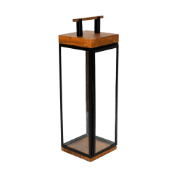 Image showing the Grace Lantern, H58cm, Black/Brown product.