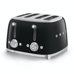 Image showing the 50's Retro 4 slice toaster - 4 slot, Black product.