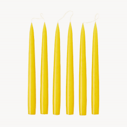 Image showing the Set of 6 Tapered Dinner Candles, H25cm, Lemon product.