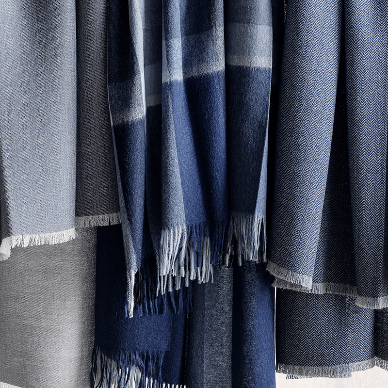Manhattan Plaid Throw, H200cm x W130cm, Steel Blue/Dusty Ocean