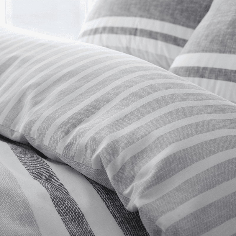 Textured Banded Stripe Duvet Set, King, Charcoal