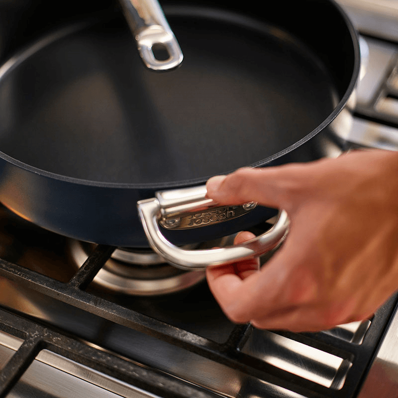 Space Folding Ceramic Non-Stick Saute Pan & Lid, 28cm, Midnight Blue