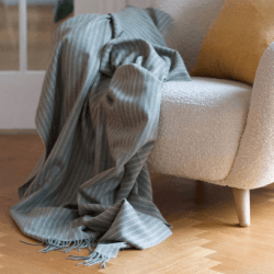 Image showing the Stripes Throw, H130 x W200cm, Green product.