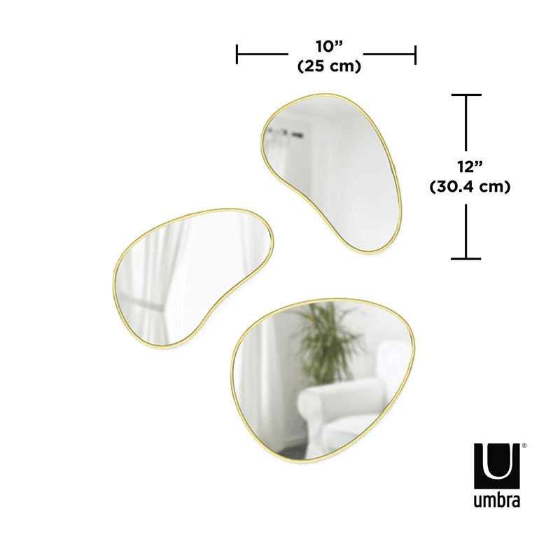 Hubba Set of 3 Mirrors, Brass