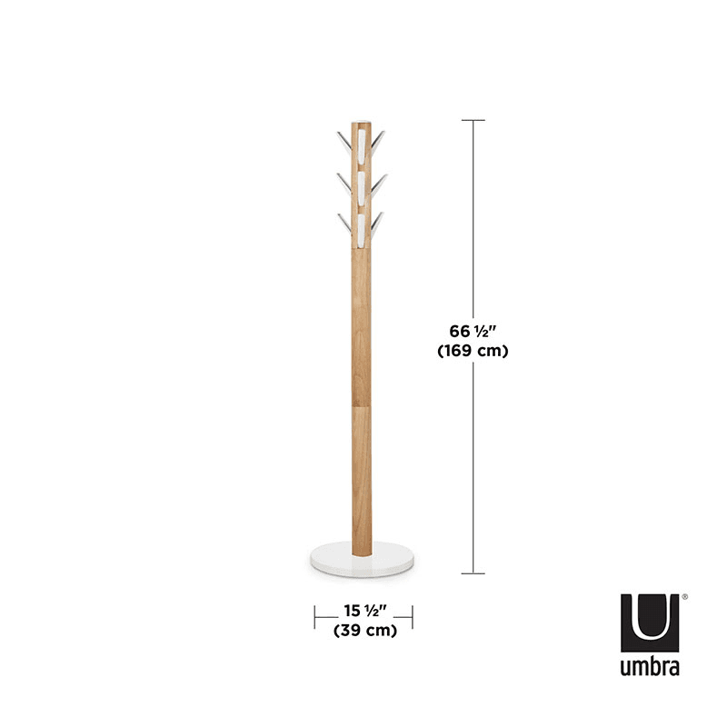 Flapper Coat Rack, H168cm, White & Natural