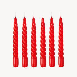 Image showing the Twist Set of 6 Dinner Candles, H20cm, Hot Red product.