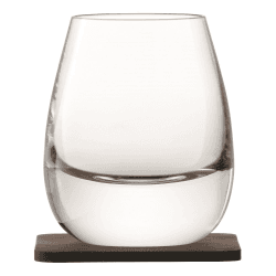 Image showing the Whisky Pair of Islay tumblers with walnut coasters, 250ml, clear product.