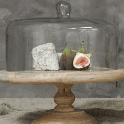 Image showing the Recycled Dome Cake Stand, H35 x D35cm, Mango Wood and Glass product.