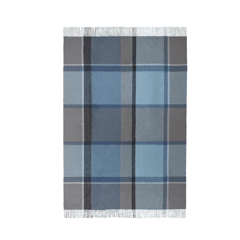 Manhattan Plaid Throw, H200cm x W130cm, Steel Blue/Dusty Ocean