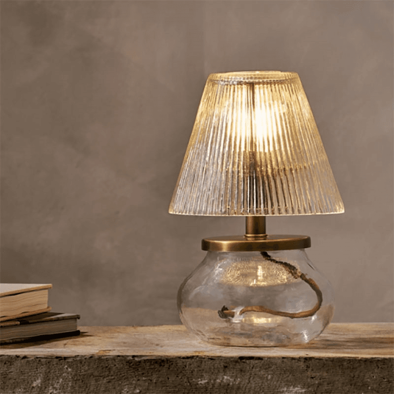 Dimalai Recycled Glass Table Lamp, H27cm, Clear