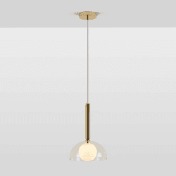Image showing the Dome Pendant Light, H213cm, Clear product.