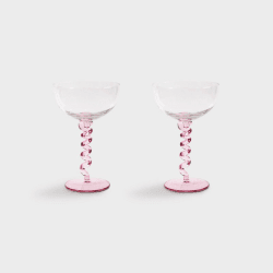 Image showing the Spiral Set Of 2 Coupe Glasses, 200ml, Pink product.