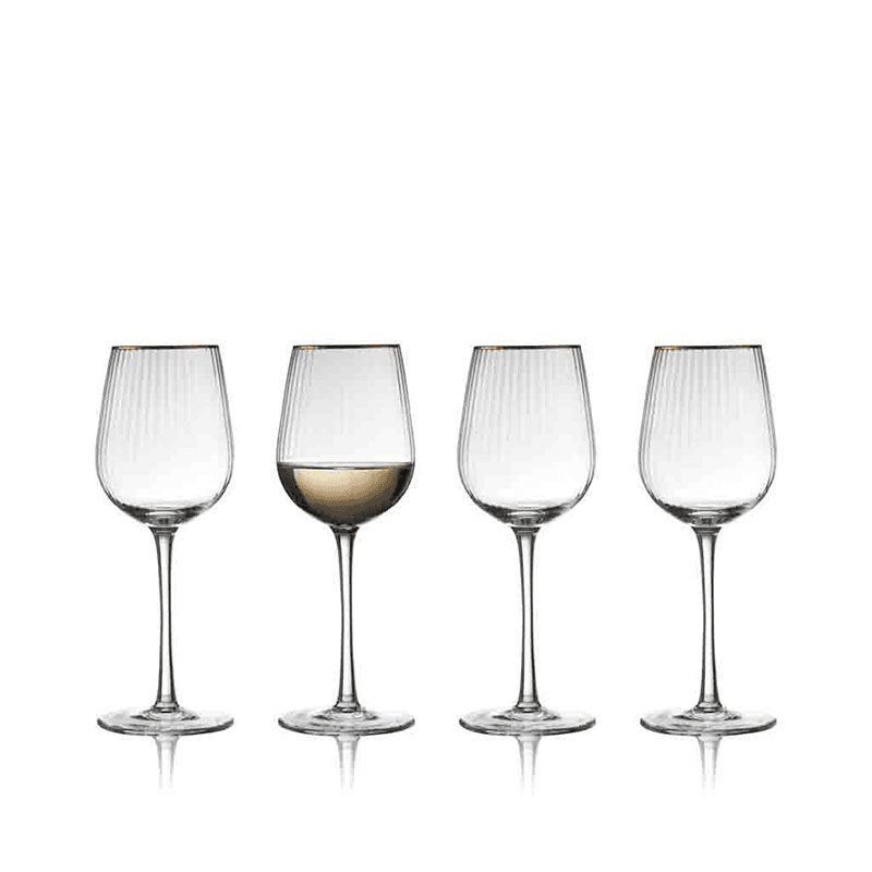 Palermo Set of 4 White Wine Glasses, 300ml, Gold