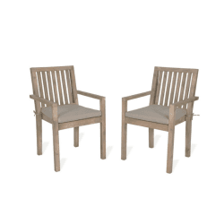 Image showing the Porthallow Set of 2 Dining Chairs with Arms, Natural product.