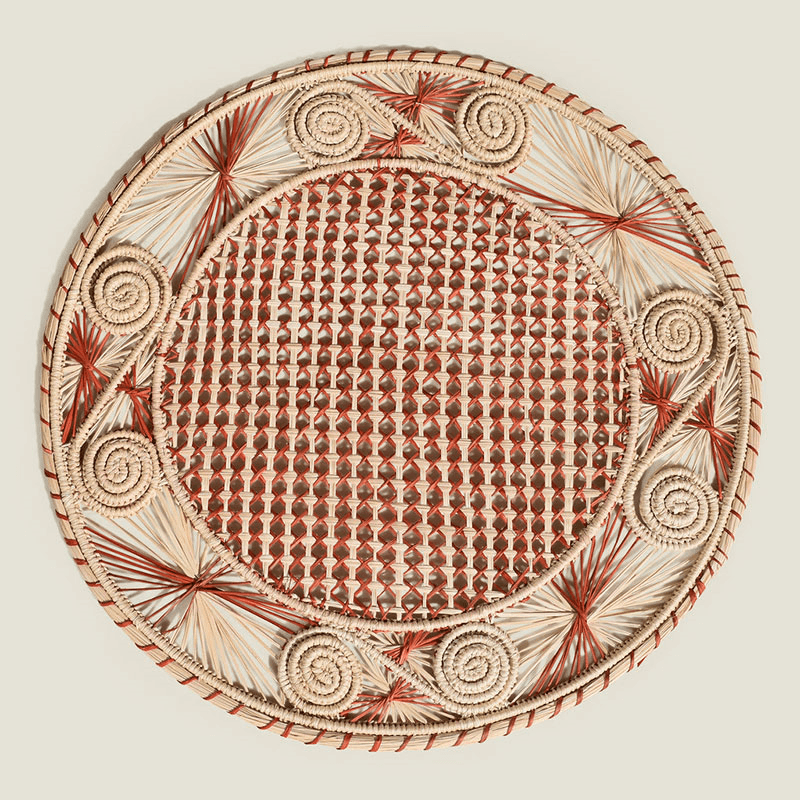 Sandra Set of 2 Woven Placemats, D35cm, Berry Red