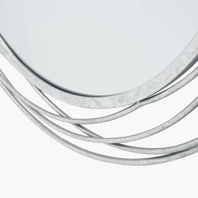 Metal Round Mirror, D90cm, Antique Silver