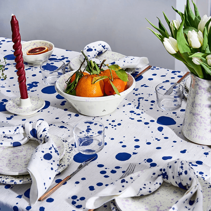 Splatter Tablecloth, W165 x L270cm, Electric Blue