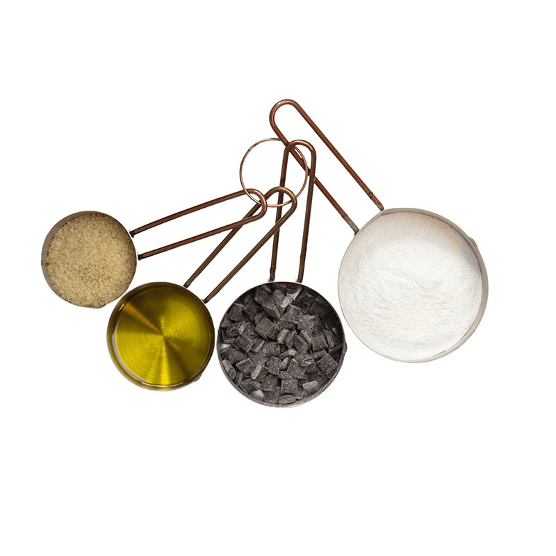 Set of 4 measuring cups, Stainless Steel, Copper Finish