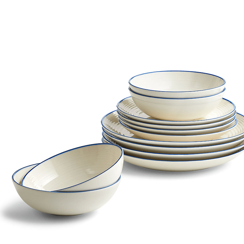 Gordon Ramsay Maze Denim Line 12 Piece Dinnerware Set, White