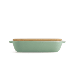 Image showing the Stoneware Dish with Bamboo Lid, 26cm, Pistachio product.