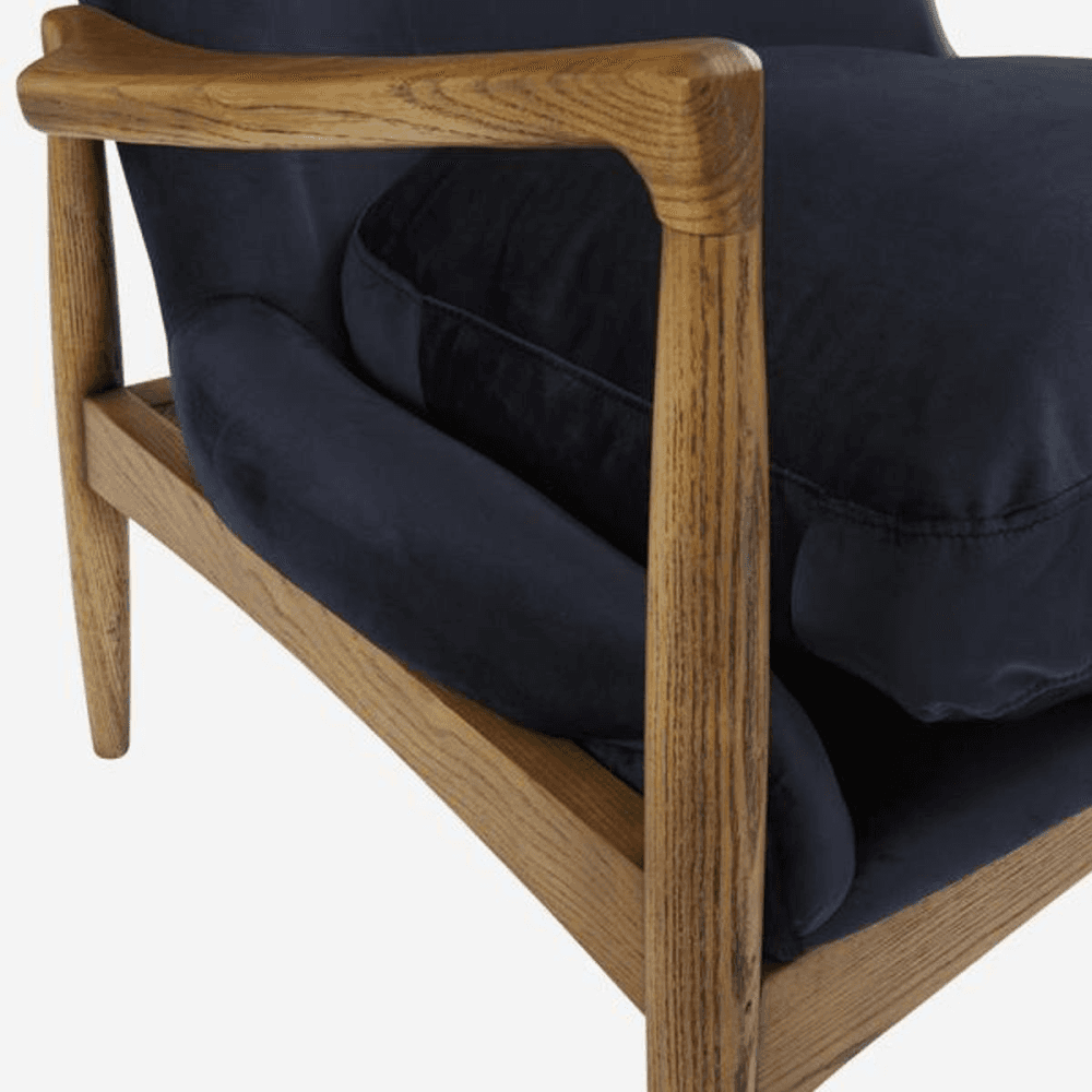 Crispin Chair, W68.5 x H82 x D72cm, Blue Velvet