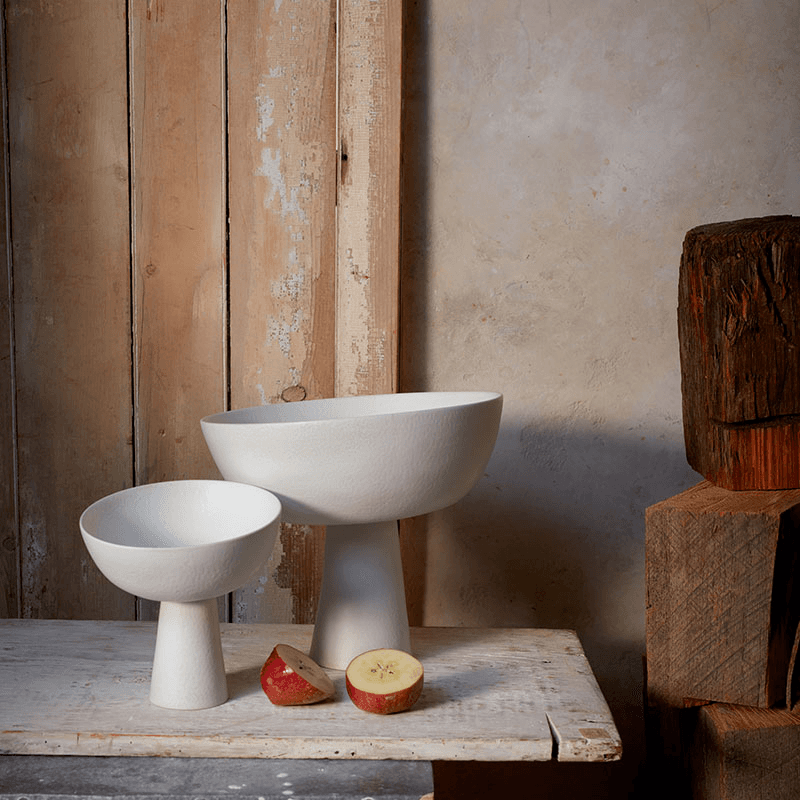 Terra Bowl on Stand, D30cm, Stone
