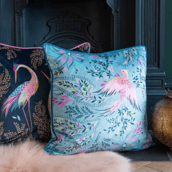 Image showing the Bird of Paradise Cushion, 50 x 50cm, Dusky Blue product.