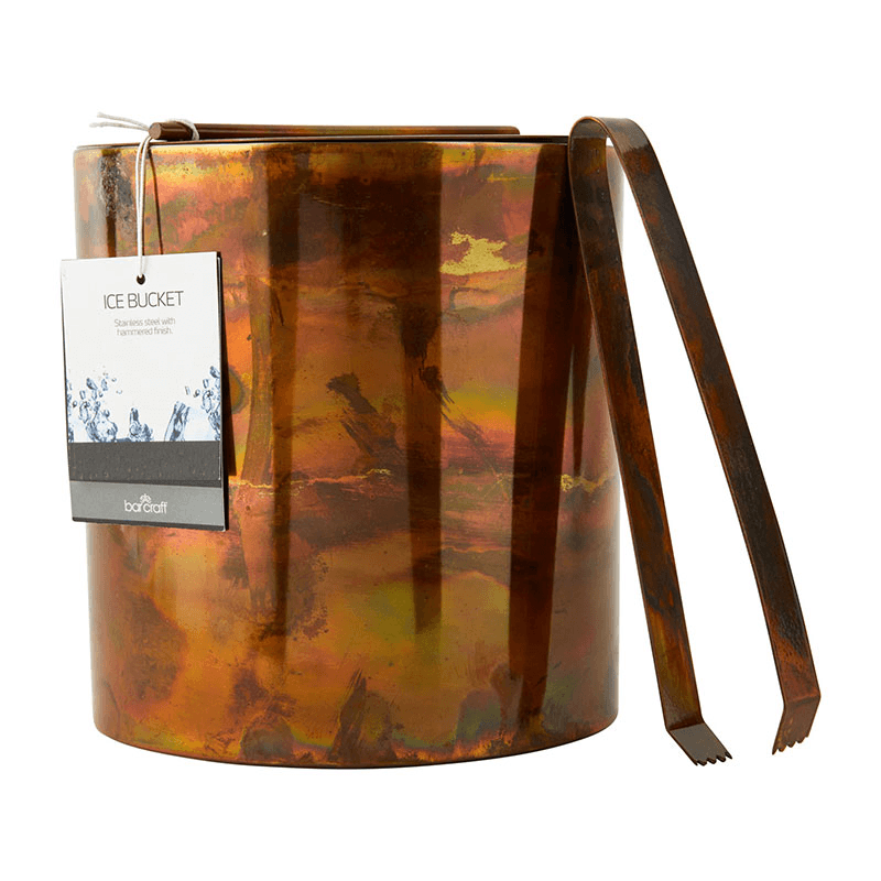 Ice Bucket With Lid And Tongs, D15.5 x D16cm, Copper